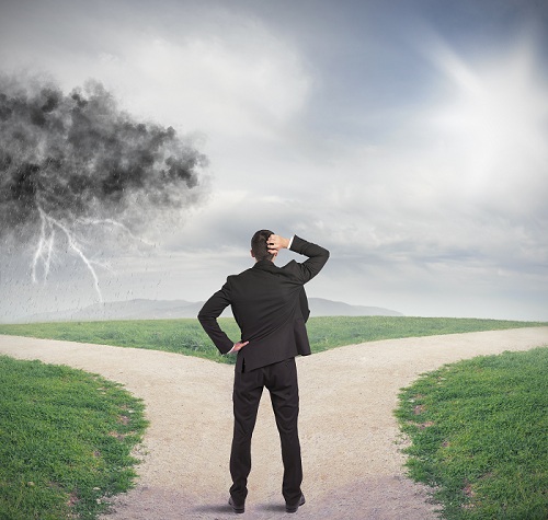 Man at a crossroads